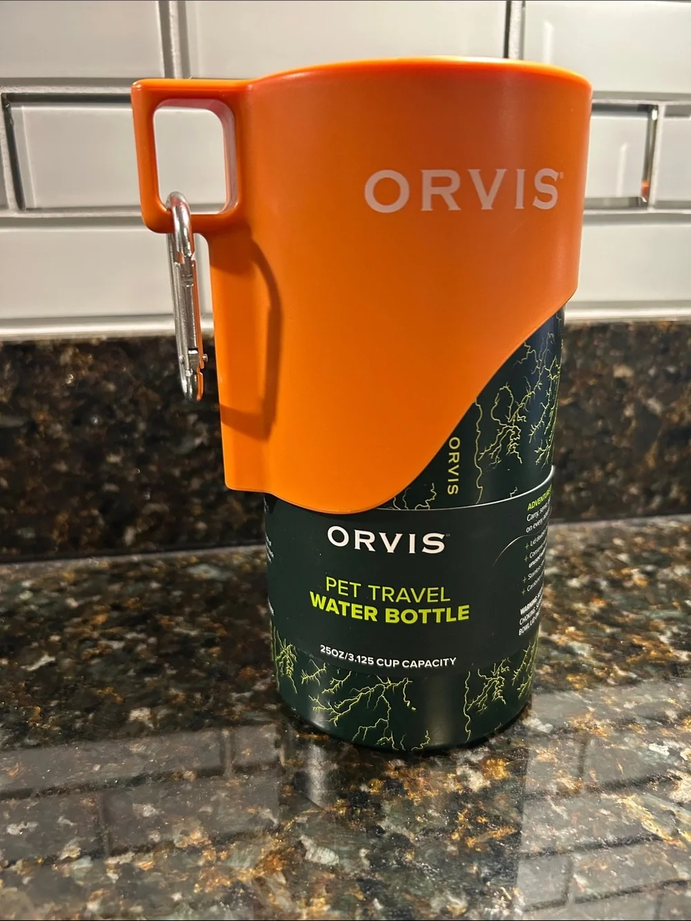 Orvis Pet Travel Water Bottle 25oz Stainless Hiking Outdoors